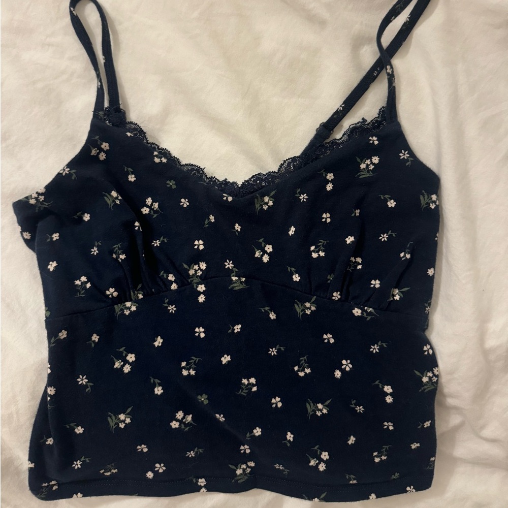 Hollister Navy Floral Tank Top
